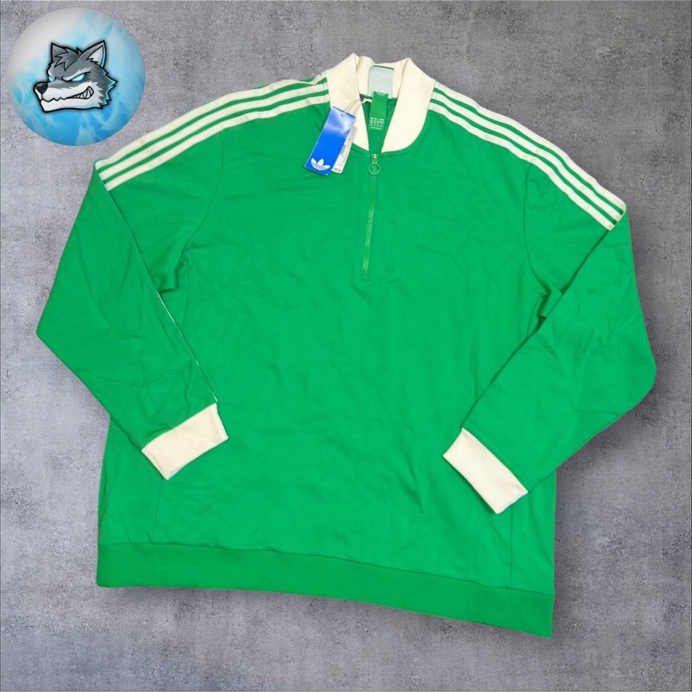 adidas Golf Originals 3-Stripes 1/4 Zip Sweatshirt Green Men's Size 2XL JP1740